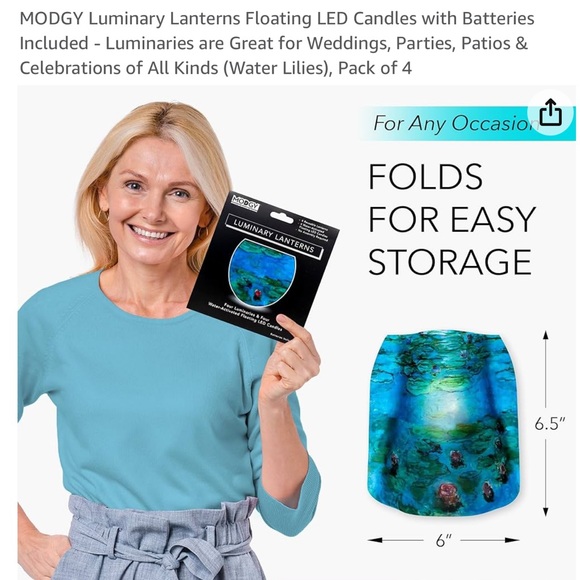 MODGY LUMINARY CANDLES - WATER LILIES - PACK OF FOUR - Picture 5 of 8